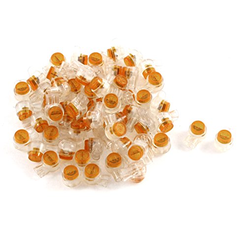 sourcing map 50Pcs UY Extremo 2 Cables Sola Lámina Gel Empalmar Conectador De La Encrespadura
