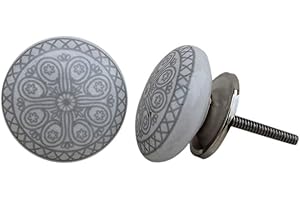 Knauf für Schrank, Schublade, aus Keramik, handbemalt, 12 Stück Grey & White knopfe grau weiß PUSHPACRAFTS (12) XFER