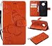 Produktbild Moto G5 Plus Hülle, Conber Lederhülle Handyhülle mit [Kostenlose Schutzfolie], PU Tasche Leder Flip Case Cover Emboss 3D Schmetterling Schutzhülle für Motorola Moto G5 Plus - Orange