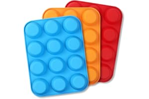 Cozihom Lot de 3 moules à muffins en silicone de qualité alimentaire anti-adhésif, pour 12 muffins