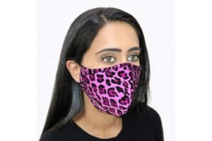 Step Ahead ® | 5 Pack Triple Layer Cotton Pink Leopard Face Mask (Pack of 5) | Unisex Reusable Fashion Washable | Nano Mesh Water Repellent Layer | Protects from Dust, Pollution, Droplets | UK Seller