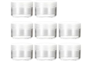 VZUHSW Ensemble de 8 contenants cosmétiques Transparents de 5g/5m Parfaits pour Les échantillons de Voyage de lotions, crèmes et Accessoires pour Ongles. Petits Pots Ronds vides et clairs pour