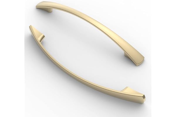 FURNIWARE 10 Pièces Poignées de Meubles - Espacement des Trous de 128 mm - Pour Placard, Cuisine, Tiroir - Laiton Brossé
