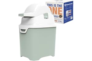Odour-Proof Nappy Bin Diaper Champ One Nappy Container Works with Normal Bags Bin Liners - Bin without Refill Cassettes - +/- 30 Nappies - Easy One-Handed Operation - Mint/White