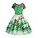 Produktbild Luckycat Damen Damenmode Spitze Kurzarm Weihnachtsschnee Druck Weinlese Schwingenkleid Abendkleider Cocktailkleid Partykleider Blusenkleid Mode 2018