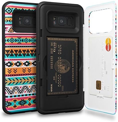 Galaxy S8 Plus Case, TORU [S8 Plus Wallet Case Pattern Tribal] Protective Slim Fit Dual Layer Hidden Credit Card Holder ID Slot Card Case with Mirror for Samsung Galaxy S8+ Plus (2017) - Tribal Aztec