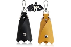WOO LANDO 2 llaveros con funda para llaves de piel sintética para hombre en forma de superhéroe con diseño de murciélago, para diferentes llaves de coche o moto