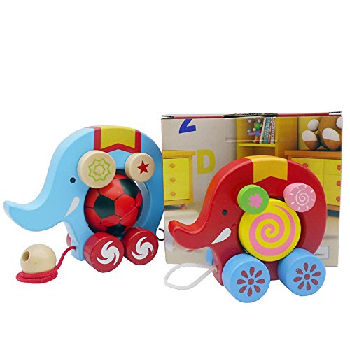 B&Y Elephant Wooden Push and Pull Toy- Mother and Son