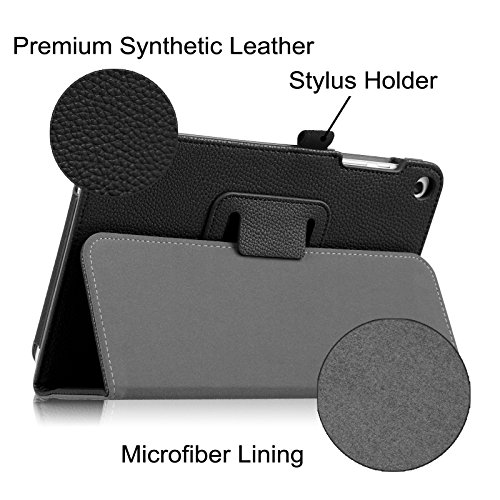 Fintie Huawei MediaPad T1 8.0 Hülle – Slim Fit Kunstleder (Folio) Schutzhülle Tasche Case Cover Standfunktion und Stylus-Halterung für Huawei MediaPad T1 8 Zoll 3G / WiFi Tablet-PC, Schwarz - 4