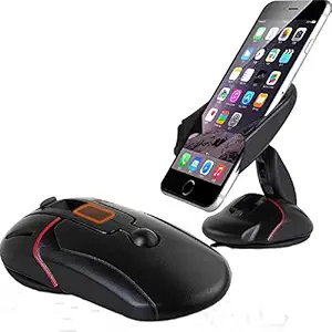Genipap Multifunctional Car Mobile Holder for Dashboard & Windshield Creative Mouse Shaped One Touch Flip Car Mount 360 Degrees Rotation with Flexible Clips for All Car