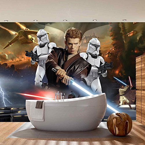 Vlies Fototapete PREMIUM PLUS Wand Foto Tapete Wand Bild Vliestapete – Star Wars Cartoon Illustration – no. 2734, Größe: 254 x 184 cm Vlies - 7