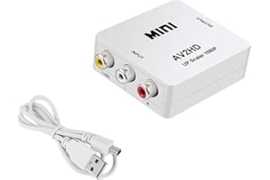 BEE TRENDY RCA to HDMI 1080P AV RCA to HDMI Converter Composite CVBS AV to HDMI Video Audio Converter Adapter for PC Laptop Mini Xbox PS2 PS3 TV STB VHS VCR Camera DVD, Supporting PAL/NTSC with USB Power Cable