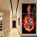 Produktbild La Vie 3 Teilig Wandbild mit Rahmen Gemälde Gitarre im Feuer Hochwertiger Leinwand Bilder Moderne Kunstdruck ALS Ölbild für Zuhause Wohnzimmer Schlafzimmer Küche Hotel Büro Geschenk