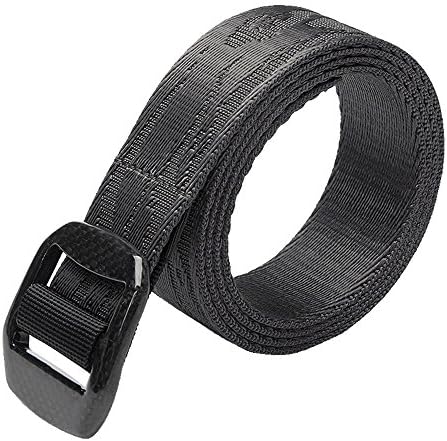 ROCKWAY Unisex Nylon Belt with Hand-craft Carbon Fiber Buckle No Metal Nickel Free Airport Friendly 5Colours (Medium, Dark grey)