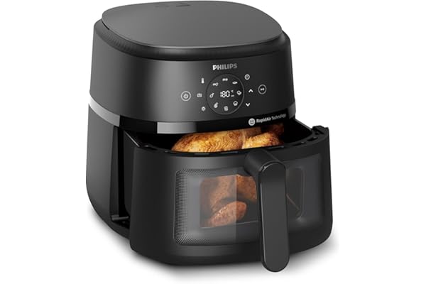 Philips Airfryer serie 2000 6,2L - 1700W de Potencia, Ventana transparente, Tecnología RapidAir, Pantalla táctil digital, 13 
