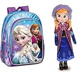 	DIESNEY: Pack Mochila infantil Mochila FROZEN SNOW DOTS 37 CM + PELUCHE PRINCESA ANNA 40 CM.	