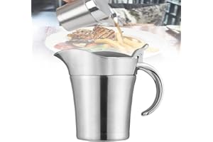 CYNNXIA Gravy Boat, 500ml Stainless Steel Gravy Jug with Easy Lift Lid, Double Wall Insulated Dining Table Sauce Jug Gravy Pot Serving Jug Bucket for Cream, Milk, Gravy, Custard