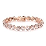 Acefeel Rose Gold Plated Sparkling AAA White Cubic Zirconia Women Ladies Girls Bracelet Black Friday B066