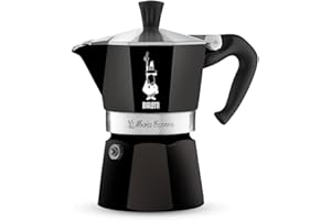 Bialetti - Moka Color: icónica cafetera espresso para estufa, hace café italiano real, tazas Moka Pot 6 (250 ml), aluminio, Negro, 6 Tazas