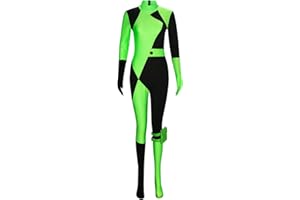Funhoo Disfraz de Shego para mujer, overol con guantes, bolsa de pierna, traje verde y negro, para Halloween, fiesta, carnaval