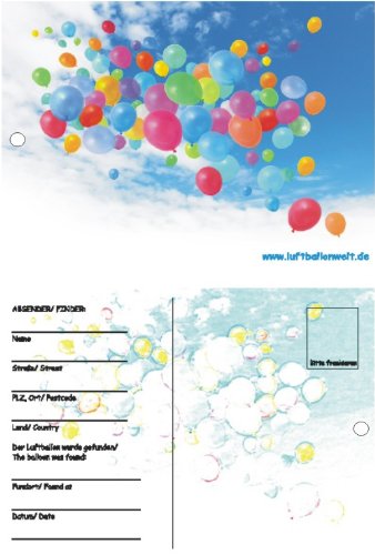 50 Ballonflugkarten, bunte Ballons am Himmel