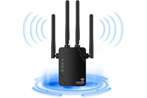 BESELOA 2024 Nouveau Répéteur WiFi Puissant 1200Mbps, 5ghz et 2,4ghz Double Bande, Port Gigabit WPS, Dispose de 4 antennes murales percées puissantes, Compatible avec Toutes Les boîtes réseau