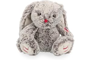 KALOO - Rouge Peluche Lapin Léo Gris Prestige 24 cm - Petite Peluche Douce en Fourrure Soyeuse - Doudou Lapin Grandes Oreilles - Dès la Naissance, K223002