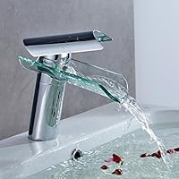 Auralum&reg; &Eacute;l&eacute;gant Verre Mitigeur pour Lavabo Robinet &agrave; monocommande avec cascade pour cuisine et salle de bain Verre