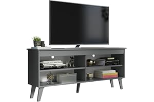 Madesa Mueble de TV con 4 estantes y gestión de Cables, Mueble Mesa de TV para televisores de hasta 55 Pulgadas, Madera, 59 x 32 x 136 cm - Gris