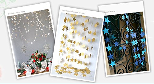 Hangnuo 4 m lange Girlande mit Sternen aus Papier für Hochzeiten, Geburtstage, Jahrestage, Partys, Weihnachten oder als Dekoration für Mädchen-Zimmer - 5