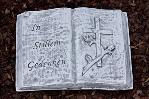 Grabschmuck Steinguss Buch „In stillem Gedenken“, frost- und wetterfest - 2