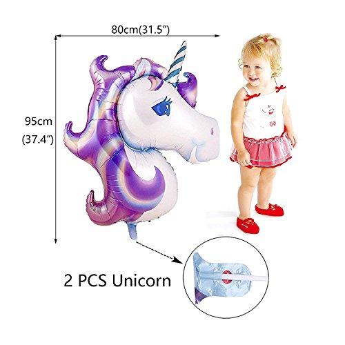 MMTX Unicorn Party Decorations fournitures, avec 2pcs énorme Licorne Balloon, joyeux anniversaire Ballon bannière, 4pcs Helium Foil Star, 1 couronne et 24pcs Ballons Party Latex pour bébé fille garçon Lady Birthday Party, mariage (licorne)