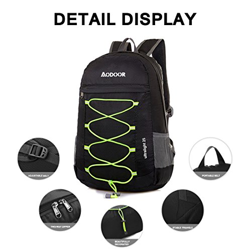 Aodoor 25L Wasserdichter Ultraleicht Faltbarer Rucksack, Faltbarer Leichter Rucksack Tagesrucksack portabler Reiserucksack f¨¹r Outdoor Wandern Camping Reisen Trekkingrucksack - 3