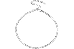 PROSILVER Women Sterling Silver Anklet, S925 Silver Ankle Bracelet Figaro/Cuban/Heart Foot Chain for Beach Summer - Send Gift Box