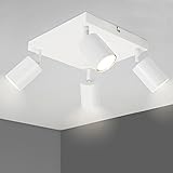 TaFiCo GU10 Faretto da Soffitto - Quadrato Bianco Lampada da Soffitto 4 Luci - Faretti LED Soffitto Orientabili - Faretti LED