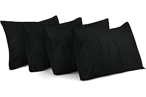 Utopia Bedding - Kissenbezug 40x60 4er Set - Kopfkissenbezug 40x60 aus 100% gebürsteter Mikrofaser mit Umschlagverschluss - Falten-, verblassen- und schmutzabweisende Kissenbezüge 40x60 - Schwarz