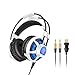 Price comparison product image Honstek G6 Stereo Gaming Headset, 3.5mm LED Over-Ear Headphones with Mic for PC Game and Music(Black/White)