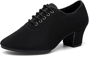 Inlefen Damen Latein Tanzschuhe Salsa-Tango Schnüren Leder Tanzen Blockabsatz Tanzschuhe
