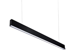 JOYINLED Lámpara colgante LED de 36 W, para oficina, 4000 K, luz natural con chips OSRAM, lámpara colgante de aluminio, para estudio, comedor, 120 cm (Floodlight, negro)