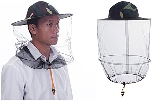 ZffXH Imkerhut, Imkerhut mit Schleier, Hut mit Moskitonetz, Professionelle Imkerschutzkappe für Männer und Frauen, Moskito-Kopfnetz, Hüte, Bienenkeeper, Schleierhaube