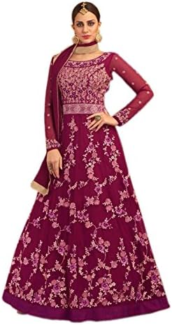 Shoppingover Bollywood Designer Embroidery Anarkali Salwar Kameez For UK Women-Pink Color