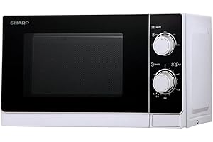 ‎SHARP Sharp R200WW Solo-Mikrowelle / 20 L / 800 W / 5 Leistungsstufen/Timer Von 35 Minuten Bis 00 Sekunden/Gewichtgesteuertes Auftauen/Energiesparmodus/Glasdrehteller (25,5 Cm) / WeiÃŸ