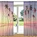 Produktbild My Daily Palm Baum und Sonnenuntergang Tropical Printed Sheer Fenster und Tür Vorhang 2 Platten 139,7 x 213,4 cm Rod Pocket Panels für Wohnzimmer Schlafzimmer Decor, Polyester, multi, 55" x 84" Each Panel