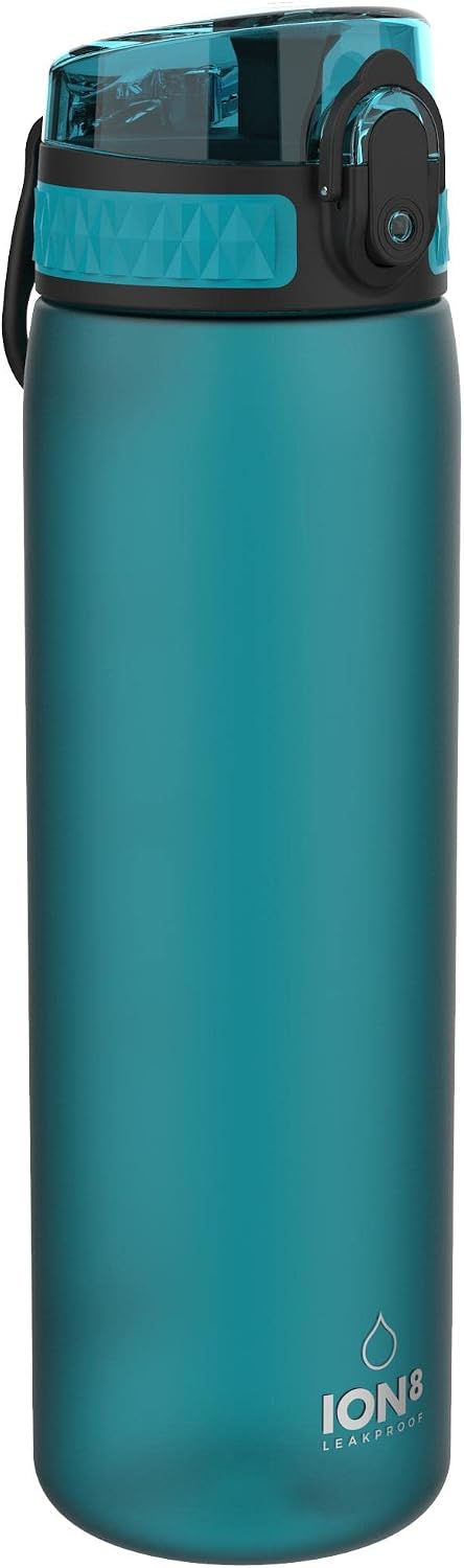 ion8 Botella Agua, 500ml, a Prueba de Fugas, Fácil de Abrir, Cerradura Segura, Apta para Lavavajillas, Sin BPA, Asa de Transporte, Fácil de Limpiar, Neutro en Carbono, Aqua