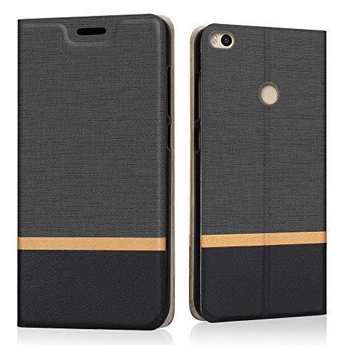 Funda Xiaomi Mi Max 2  Riffue Carcasa PU Delgada de Estilo Vaquero Protectora de Folio Flip Case para Xiaomi Mi Max 2 - Negro