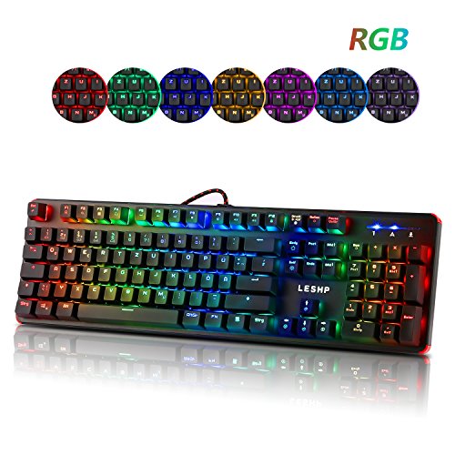 Preisvergleich Produktbild Elepawl RGB Mechanische Tastatur, Multimedia Wired Gaming KeyboardSupport 13 verschiedene Hintergrundbeleuchtung Modi und einfach zu wechseln, Aluminium Base ABS Keycap - USB-Schnittstelle Einstellbar