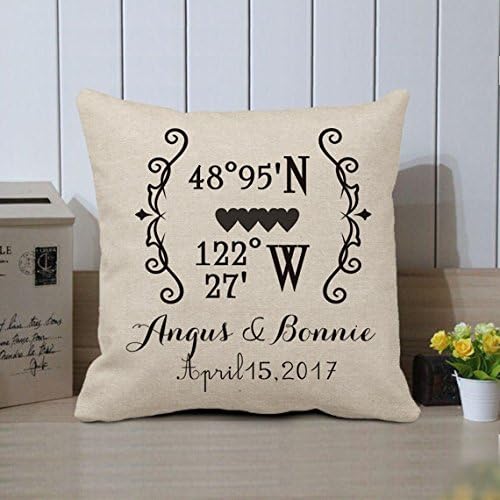GOODcake Custom Coordinates Pillow Cover, Longitude and Latitude Pillow Cases, Anniversary Gifts, Personalized Gift, Anniversary Gifts for Boyfriend