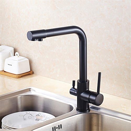 FHLYCF Black and full copper rotary three inlet water cooler, hot and cold water tank faucet
