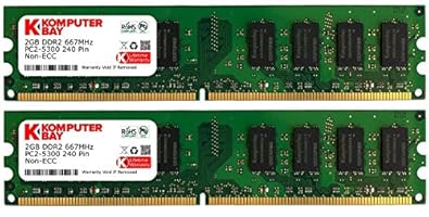 Komputerbay 4GB 2X2GB DDR2 667MHz PC2-5300 PC2-5400 (240 PIN) DIMM Desktop-Speicher