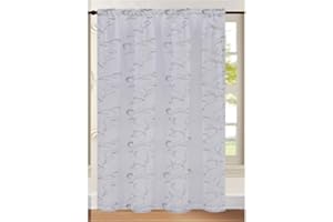 Householdfurnishing Embroidery Sequin Design Single Voile Panel Rod Pocket (Silver, 55x54inch)
